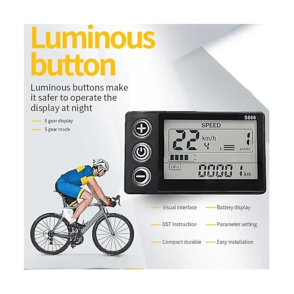 24v-60v S866 Kontrollerpanel Instrumentbräda Vattentät Elektrisk Cykel LCD-Display För Elektrisk E-cykel Sc []