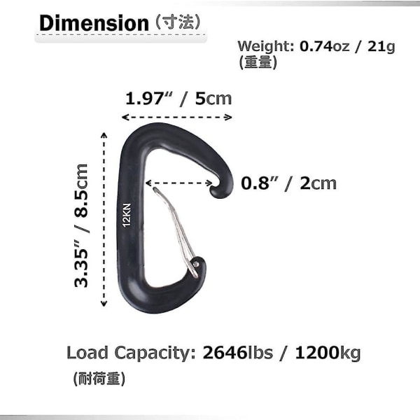 12kn Karabinkarbiner Nøkkelring, 4 stk Aluminium Snap Hooks For Hengekøye Camping Fiske