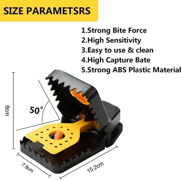 8-pack Professional Mouse Traps – Reusable Plastic Traps for Kitchen, Bedroom and Home