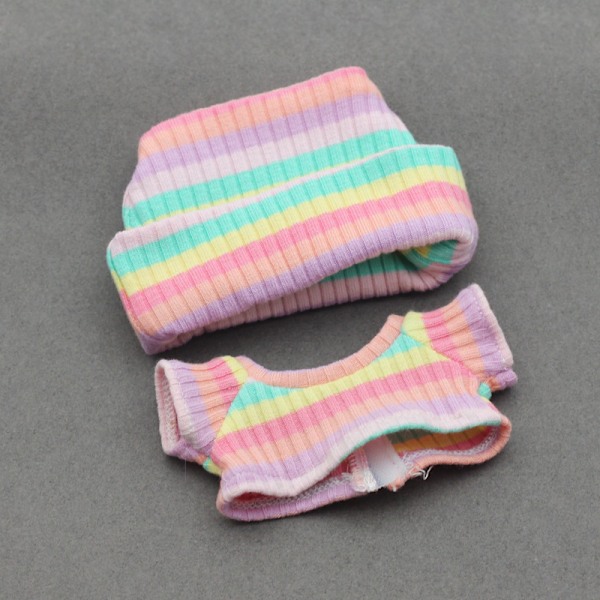 [HH]POPMART 17cm Labubu Första Andra Generationen Tröja T-Shirt Tecknad Leksak Docka Kläder Stickad Trådad Muddad Hatt Tillverkad av Bambu Color powder