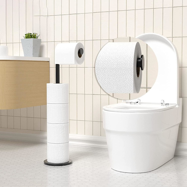 Toalettpapirholder, frittstående, rustfritt stålpapirlagring for 5 papir, toalettpapirholder Bla