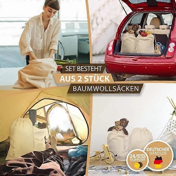 Sett med 2 vaskeposer 48*60 cm i 100 % bomull – ekstra stor klaff