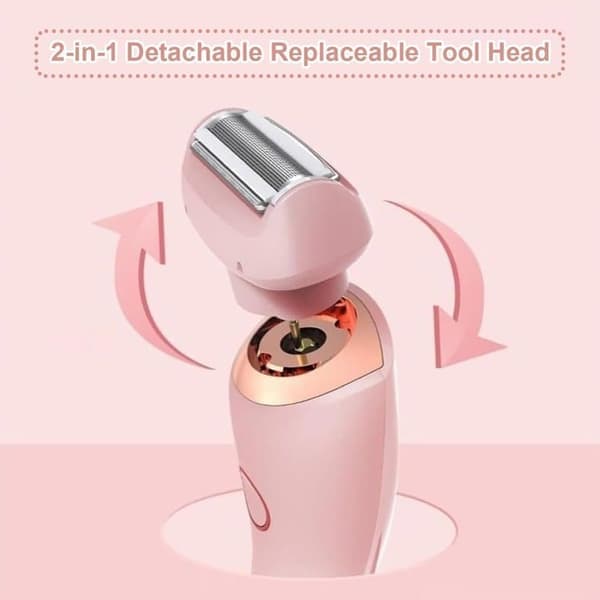 2-in-1 Mini Electric Razor for Women - Painless, Wet & Dry Use, LED Display, 2 Replaceable Heads