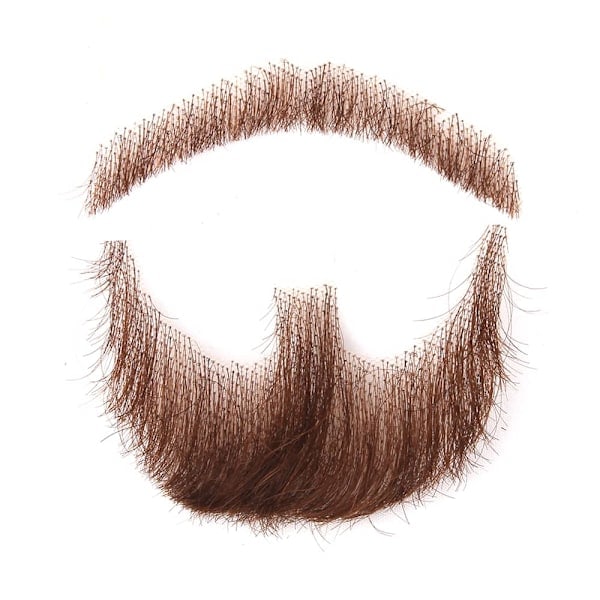 /HH/Falskt menneskehårskjegg for menn Et par brune falske mustasjer Realistisk skjegg Falskt ansikt