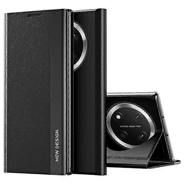 Til Honor Magic7 Lite 5G/ X9c 5G Etui Anti-Drop Læder Telefoncover med Stativ Sort Sort
