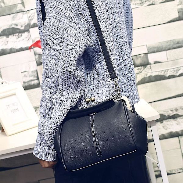 Retro Hollow Handväska för Kvinnor Läder Axelväska Fest Clutch Väska - Blå