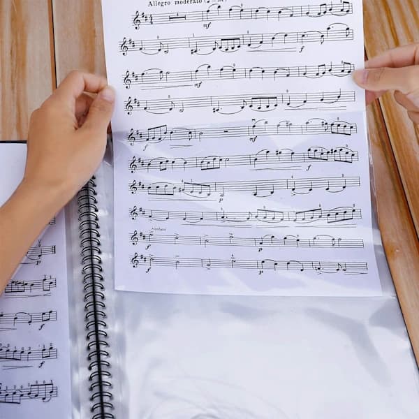 Musikmappe til noder A4-størrelse Papirhylde Opbevaring 30 Lommer Nøgle Plast Koncert Kormappe