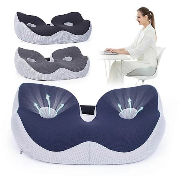 Sittebenssmertekudde for kontorstol Memory Foam Komfort Isjias Tuberositas Kudde Mørk Grå