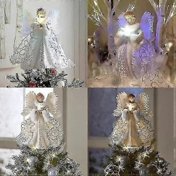 25 cm Festlig Trætop Engel Fe Ornament Mini Vedhæng til Juletræ