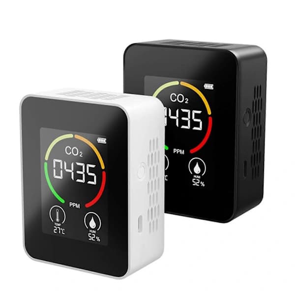 CO2-måler 3 I 1 Digital Temperatur Fuktighetssensor Tester Luftkvalitetsmonitor Detektor EUnyny Svart Black