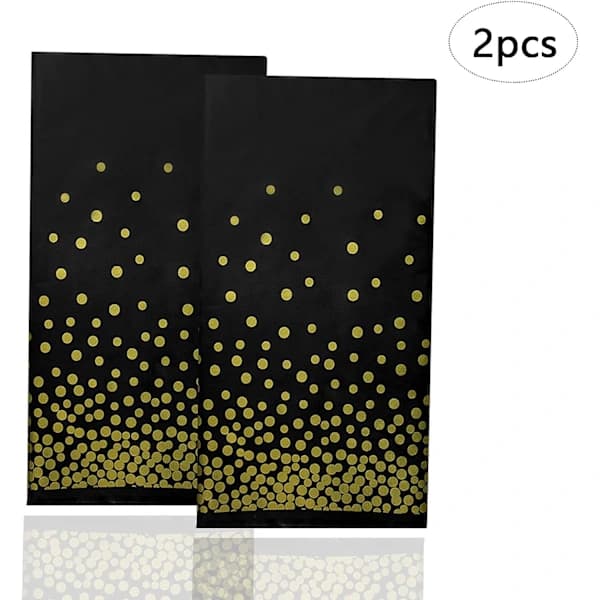 2 stk. gyldne prikker duk, festduk, 137x274 cm rektangulær