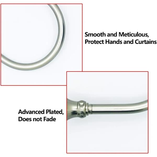 Metall gardinklämmor U-formade väggkrokar, metall gardinhållare - 2-pack, matt silver