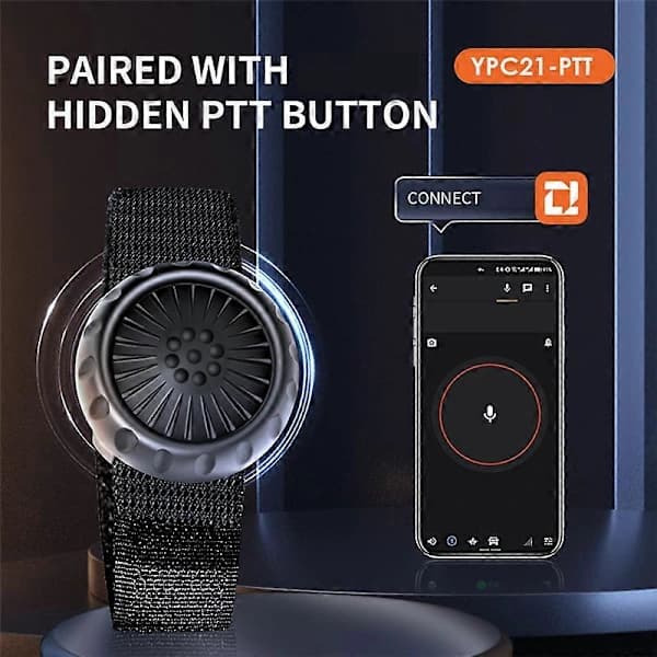 Bluetooth PTT Radiopuhelin säädettävällä hihnalla iOS- ja Android-puhelimille