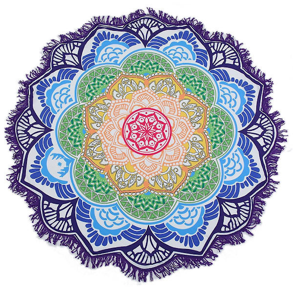 Mandala pyöreä rantapyyhe Ylisuuri mikrokuitu rantamatto Kukka Lotus Hiekka Vapaa Nopea Kuiva Gobelini Imeytyvä Jooga Matto