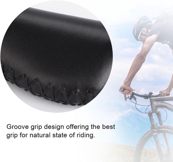 Retro PU-læder cykelstyrgreb, skridsikkert ergonomisk dobbeltlåsdesign til mountainbikes og foldecykler, grå, 137 mm