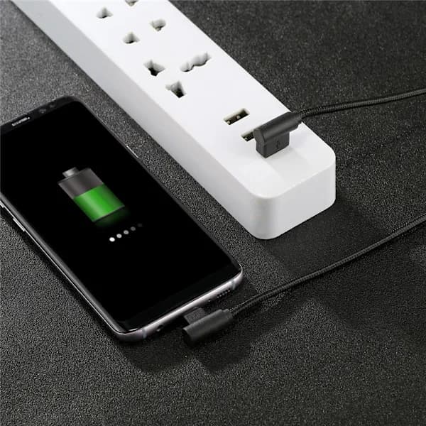 HA-pc 3m svart Android vinklet flettet datakabel, nylon USB-ladekabel