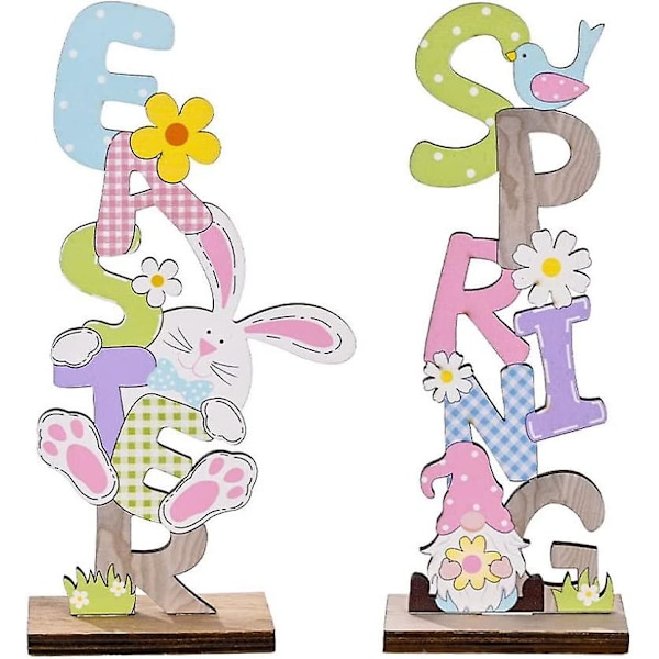 Easter Tabletop Easter Wooden Decor Easter Easter Tabletop Ornaments 2pcs Easter Table Decoration