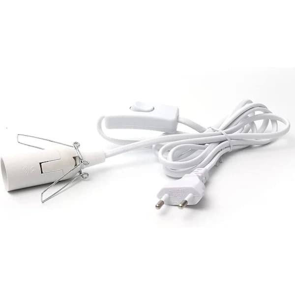 Kabel for saltlampe med bryter - E14-1,8 m - Sokkel for saltlampe, Hvit []