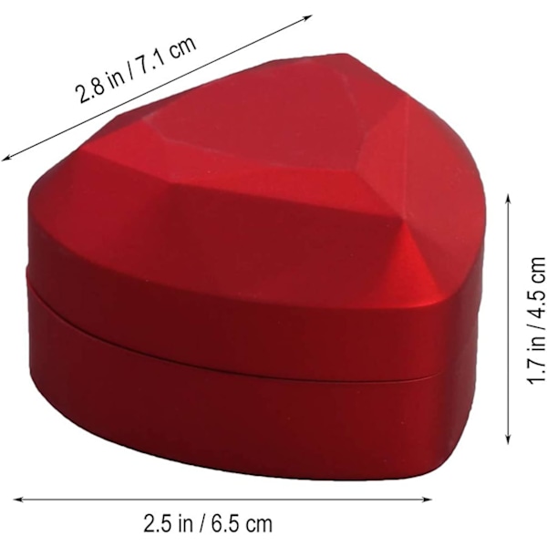 Moderne LED-belyst hjerteformet ringæske til frieri, bryllupsdag, Valentinsdag, ringæskegaver (rød)