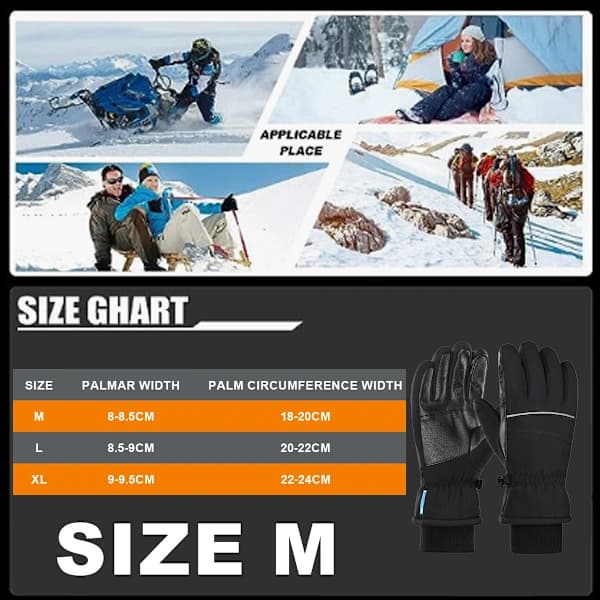 Vinterhandsker -30℉ Vandtætte Vindtætte Termiske Touchscreen-handsker til Ski Vandring Løb Mænd og Kvinder M