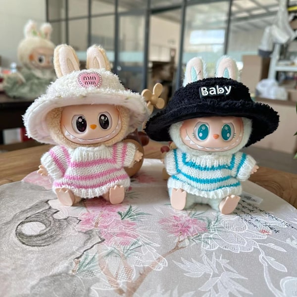 [HH] Andra generationens LABUBU Sit Party Series Docka Kappa Vintertröja Kostym för ToCartoony Plysch och Plast Kläder Endast Pink white sweater