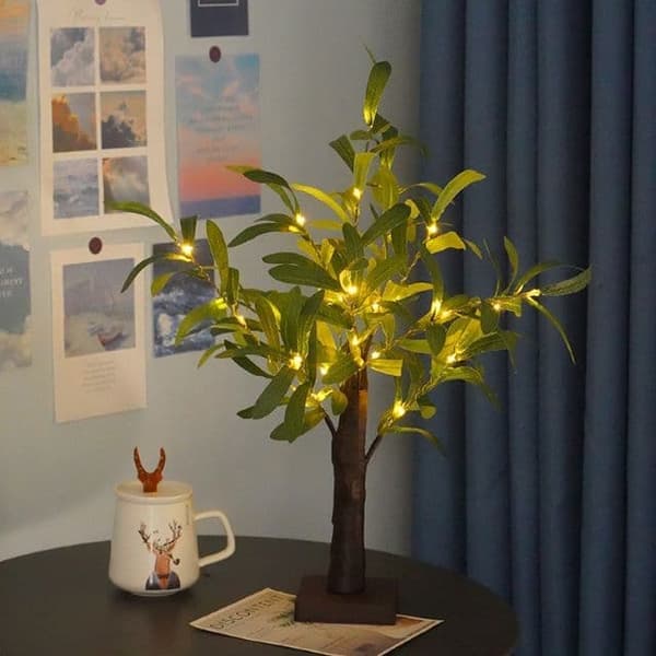 Liten LED-lystre i olivengrenstil - Jul-/Thanksgiving-/Innendørsdekorasjon