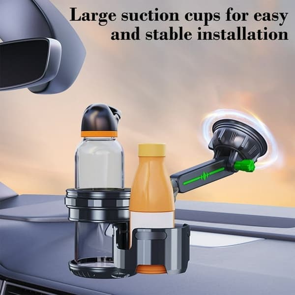 Car Mount for Drink - 2-in-1 Multifunction - Strong Suction Cup - Silicone Base - Green