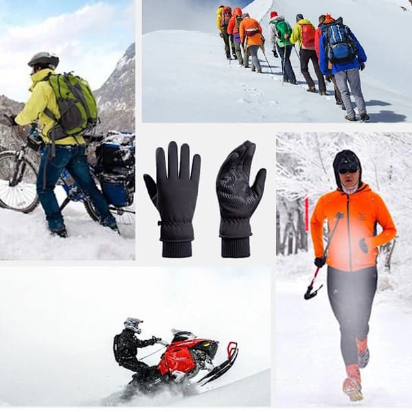 Udendørs Touch Screen Ride Varme Fuld Finger Skihandsker til Bjergbestigning Sort