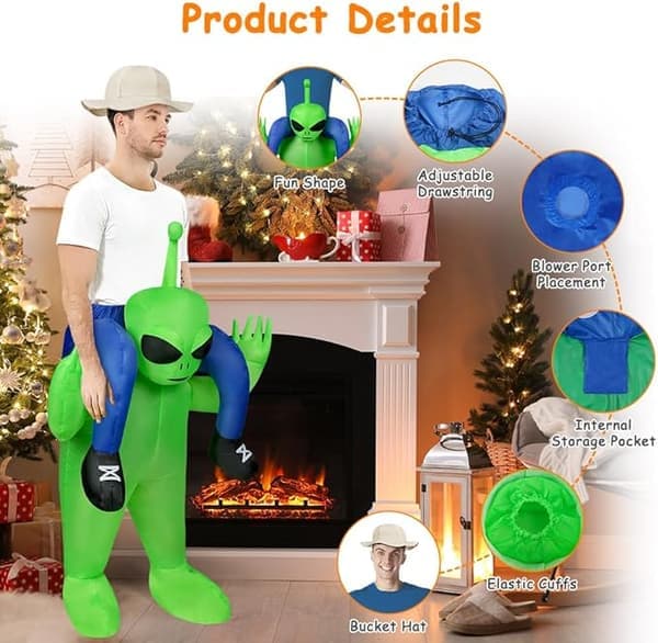 Inflatable Alien Costume - Inflatable Alien Suit - Inflation System Included - Green