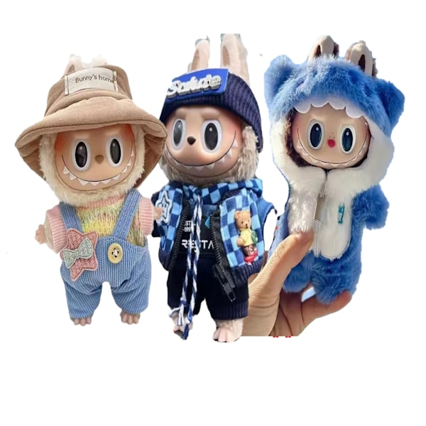 [HH] Söpö Mini Pehmolelu Vaatteet Asu Huppari Iso Hanhi Dinosaurus Mehiläinen Hai Peura Korea Kpop Exo POP Mart Labubu Idol Nuket Vaatteet 17 cm 7