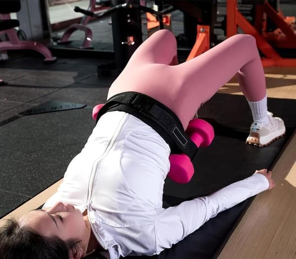 Hip Thrust Bælte, Justerbart Polstret Anti-Slip Ballentræningsbælte Til Squats Og Hip Thrusts, Hjemmetræning, Sort, 23,5-60 Tommer