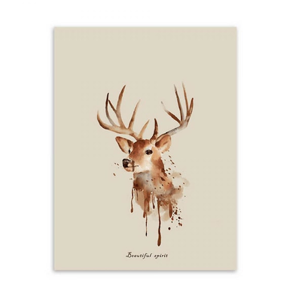 Wekity Triple Elk Wall Art Canvas Print Poster, Enkel Fashion Akvarel Kunstmaleri Dekoration til Hjem Stue Soveværelse Kontor (Sæt med 3 Uindrammet, 8'