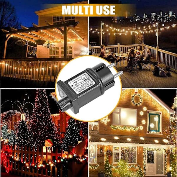 2-pakning Transformator 24V 6W LED Strømforsyning, Lavspenningsadapter Blinkende IP44 med 8 Moduser, Timer og Minnefunksjon []