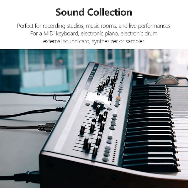 2-pack 5-pin Din Midi-kabel, 3-fot hane till hane 5-pin Midi-kabel för Midi-keyboard, keyboard Synth