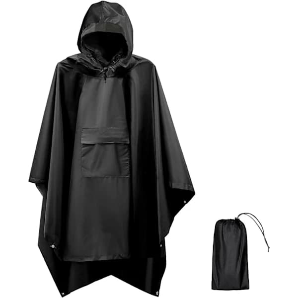 Regnponcho Herre & Dame Vanntett, 3 i 1 Poncho