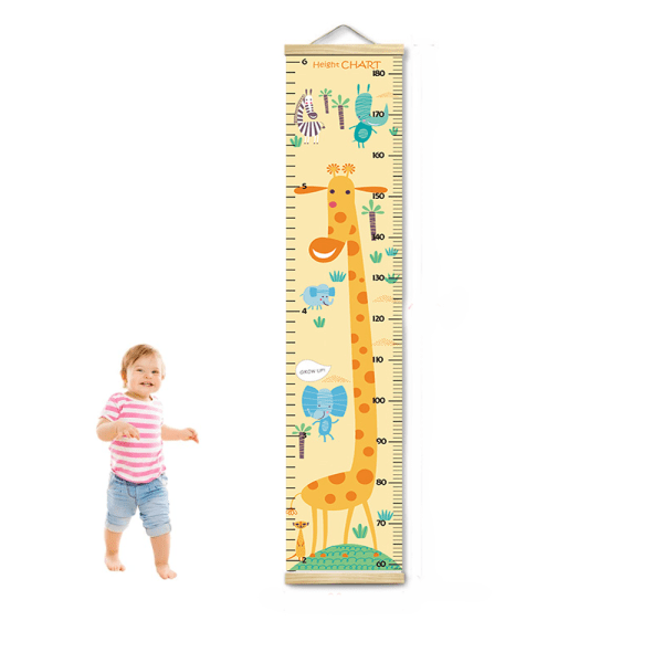 Baby Vägghängande linjal för barn, linjal för höjdmätning av canvas för rumsinredning för barns sovrum, 131X26 cm Fontainebleau Gul