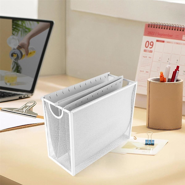 Hanging File Organizer Filing Box Metal Mesh File Crate Desk Organizer Holder With 5 Hanging Folder