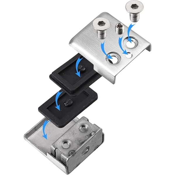 4-pack 304 rostfria glasklämmor - Passar 10-12 mm glas - Justerbart glasfäste