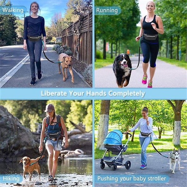 Heijastava koiran talutushihna joustava urheiluvöiden setti juoksuvyö Fanny Pack Hands-free koiran veto köysi lenkkeily veto koiran taluttimet