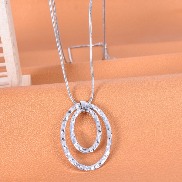 Silver Two Interlocking Infinity Circles Pendant Halsband, Kedja, 18+2 tum Halsband för kvinnor Interlocking Cubic Pendant