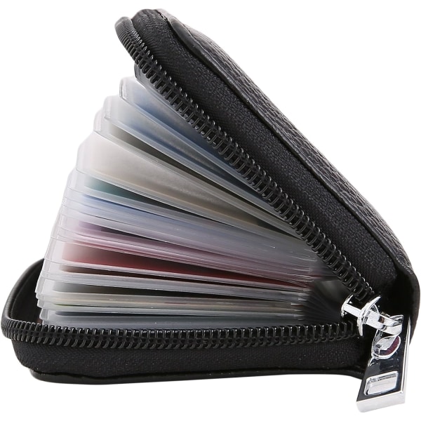 Kreditkortsinnehavare i äkta läder ID Case Plånbok för män och kvinnor (svart)
