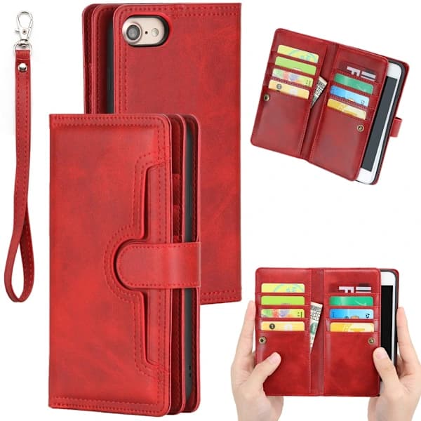Wallet Case Leather Multi-Slot iPhone 7/8/SE Red