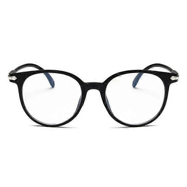 Matte sorte runde briller klart glas uden styrke klart glas sort