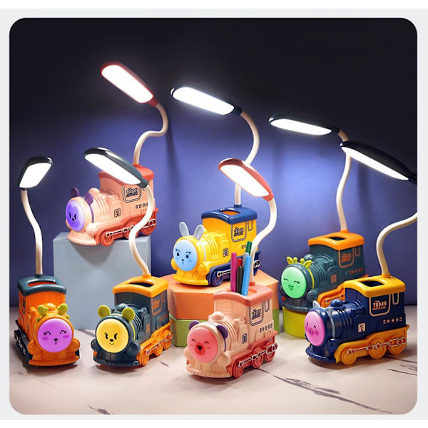 Barn söt skrivbordslampa vintage tåg uppladdningsbar LED gåshals