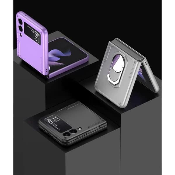 GKK Armor Samsung Galaxy Z Flip 3 Etui med Finger Ring - Sort Sort