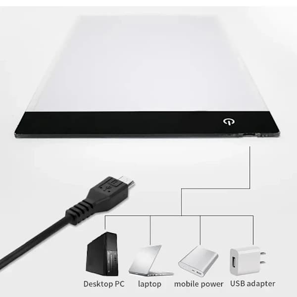 HA-LED Tegnebord A5/A4/A3 med 3 Lysstyrker lysbord/lysplate A3