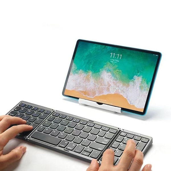 Bärbar Mini Tre Vikbar Bluetooth Tangentbord Trådlös Fällbar Knappsats För iOS Android Windows ipad Tablet Med Numerisk Knappsats