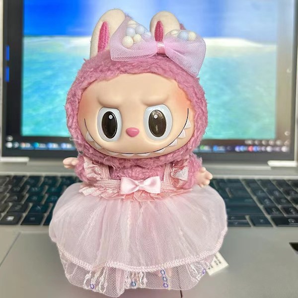 [HH] Labubu Kläder Märkesdesign Kläder Labubu Kläder Väska Skor Utsmyckning Dekorationer Förklädnad Pink bubble skirt + headwear