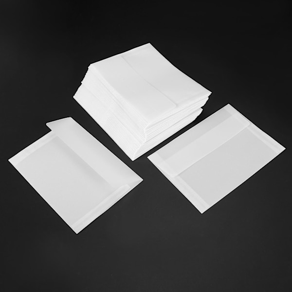 100 st/förpackning tomma genomskinliga vellumkuvert DIY multifunktions presentkortkuvert