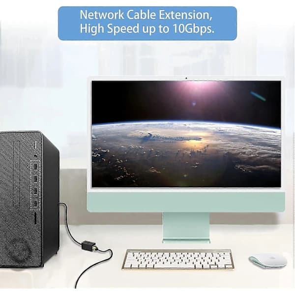 2-delt Rj45-stik, Ethernet-kabel Forlænger Hun Til Hun Adapter (sort) []
